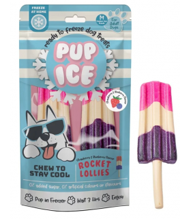 Pup ice rocket lollies fragola & mirtilli 2 pezzi 90 gr