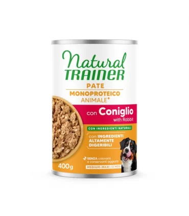 Natural trainer cane pate monoproteico con coniglio medium & maxi 400 gr