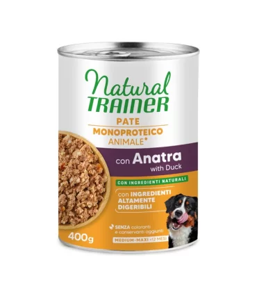 Natural trainer cane pate monoproteico con anatra medium & maxi 400 gr