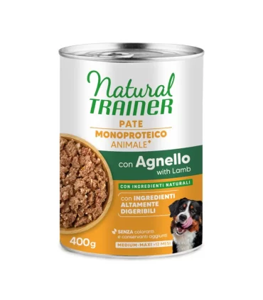 Natural trainer cane pate monoproteico con agnello medium & maxi 400 gr