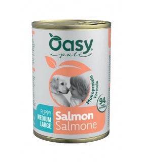 Oasy monoprotein formula cane puppy medium large pate salmone umido 400 gr