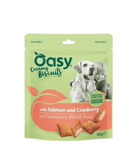 Oasy snack cane creamy biscuits con salmone e mirtilli rossi 70 gr
