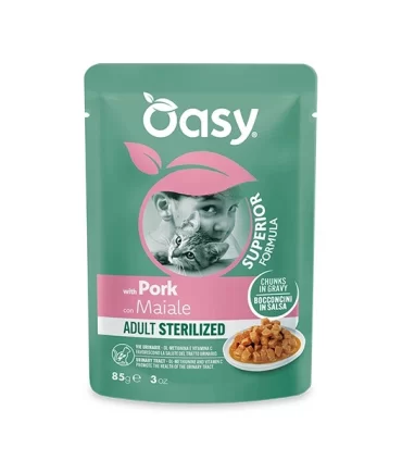 Oasy superior formula gatto adult sterilized maiale 85 gr