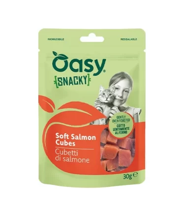 Oasy gatto snacky cubetti di salmone 30 gr