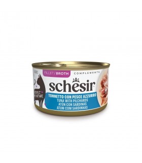 Schesir gatto tonnetto con pesce azzurro in brodo 70 gr