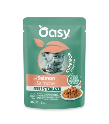 Oasy superior formula gatto adult sterilized salmone bustina 85 gr