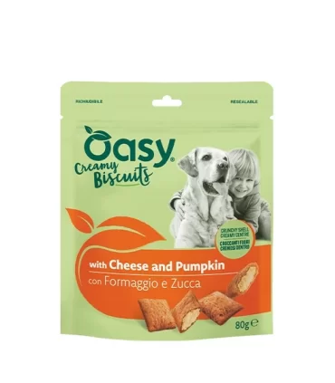 Oasy cane creamy biscuits con formaggio e zucca 80 gr