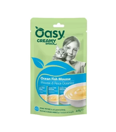 Oasy gatto creamy snack mousse di pesce oceanico 4x15 gr