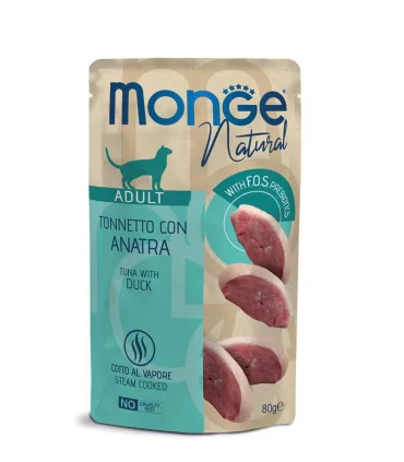 Monge natural gatto adult tonnetto con anatra bustina 80 gr