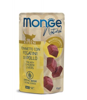 Monge natural kitten tonnetto con fegatini di pollo bustina 80 gr