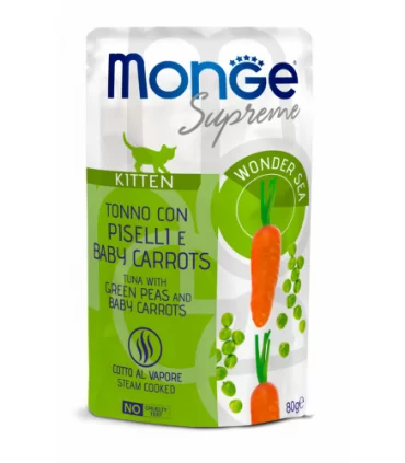 Monge supreme kitten tonno con piselli e baby carrots bustina 80 gr
