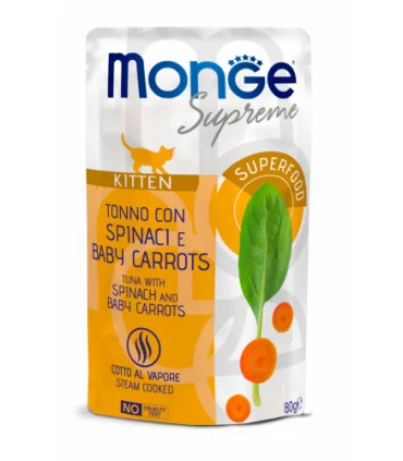 Monge supreme kitten tonno con spinaci e baby carrots bustina 80 gr