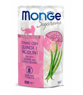 Monge supreme gatto sterilised tonno con quinoa e fagiolini bustina 80 gr