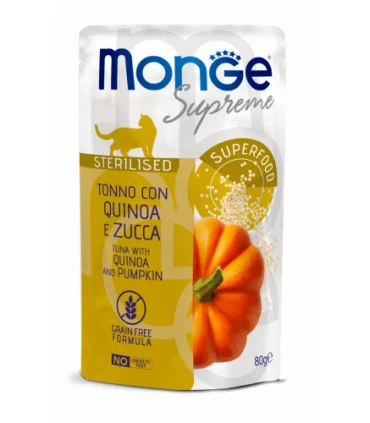 Monge supreme gatto sterilised tonno con quinoa e zucca bustina 80 gr