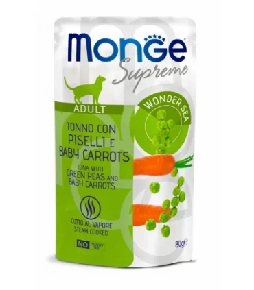 Monge supreme gatto adult tonno con piselli e baby carrots bustina 80 gr