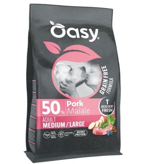 Oasy grain free formula cane adult medium large maiale 10 kg