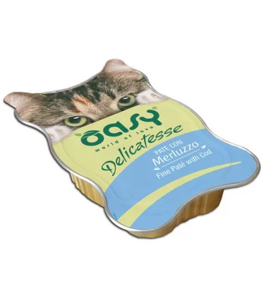 Oasy gatto delicatesse pate con merluzzo vaschetta 85 gr