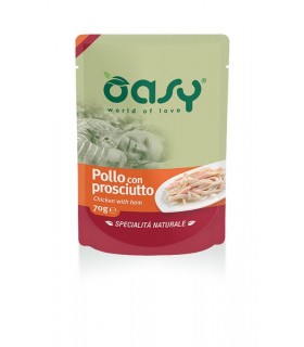 Oasy gatto wet bustina pollo con prosciutto 70 gr