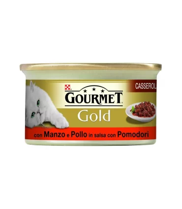 Gourmet gold casserole con manzo e pollo in salsa con pomodori 85 gr