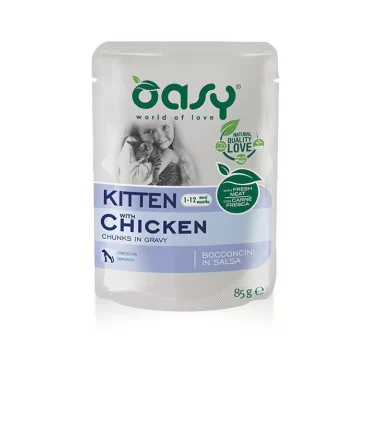 Oasy gatto wet bustina bocconcini kitten pollo 85 gr