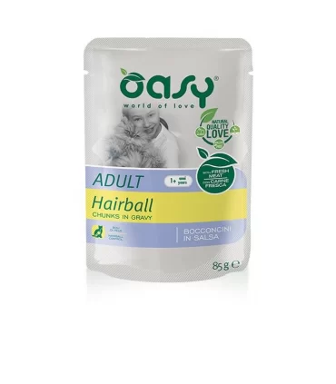 Oasy gatto wet bustina bocconcini hairball 85 gr