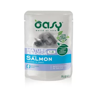 Oasy gatto wet bustina bocconcini mature e senior salmone 85 gr