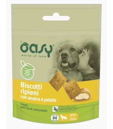 Oasy snack cane biscotti ripieni con anatra e patate 80 gr
