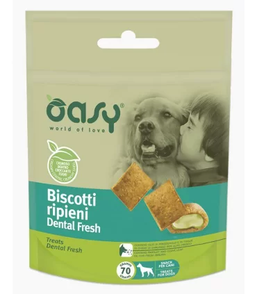 Oasy snack cane biscotti ripieni dental fresh 70 gr