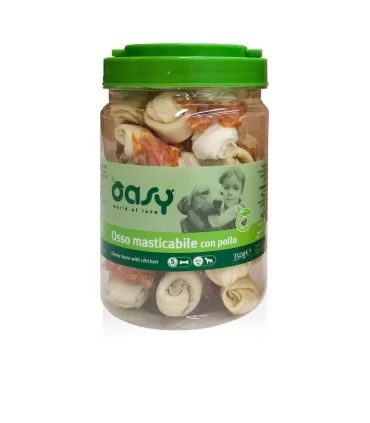 Oasy snack cane osso masticabile con pollo taglia S barattolo 350 gr 