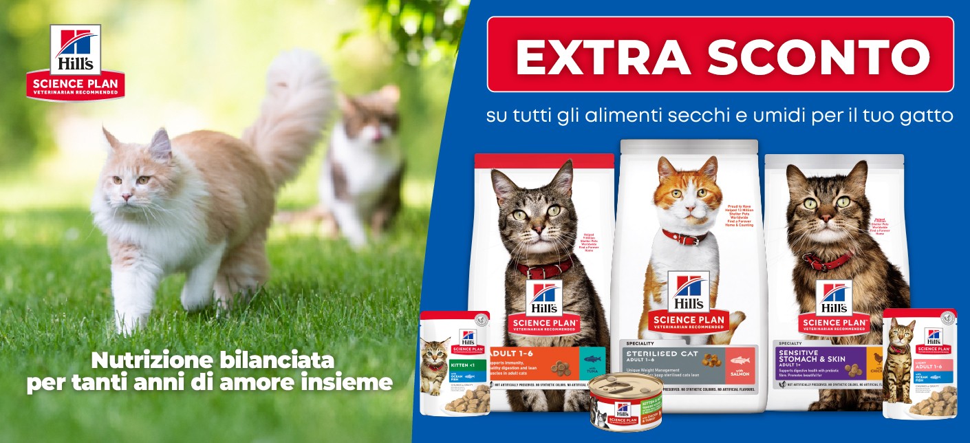 Hill's: Extra sconto su tutti gli alimenti secchi e umidi per il tuo gatto